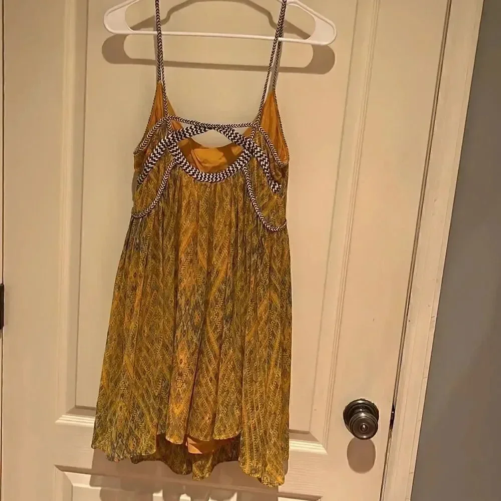 Free people yellow and blue sundress XS